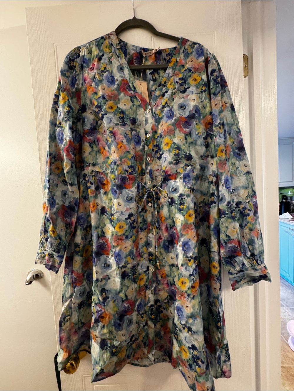 ESQUALO Multicolor Watercolor Floral Dress NWT
